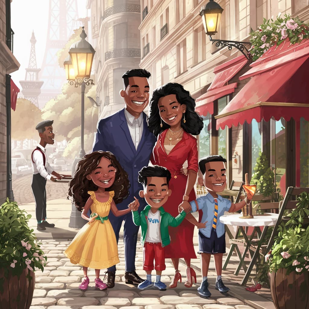 Illustration d’une famille réunie en France