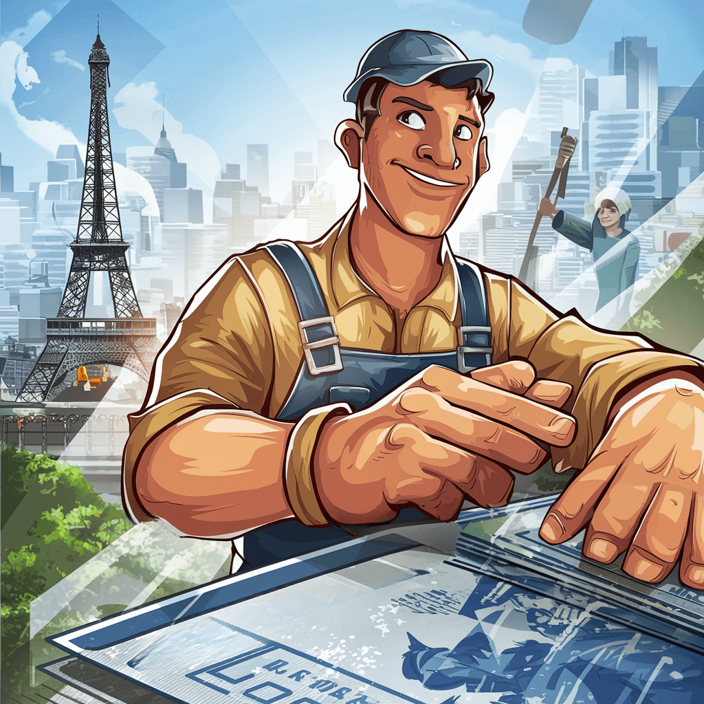 Illustration d’un travailleur préparant son installation professionnelle en France