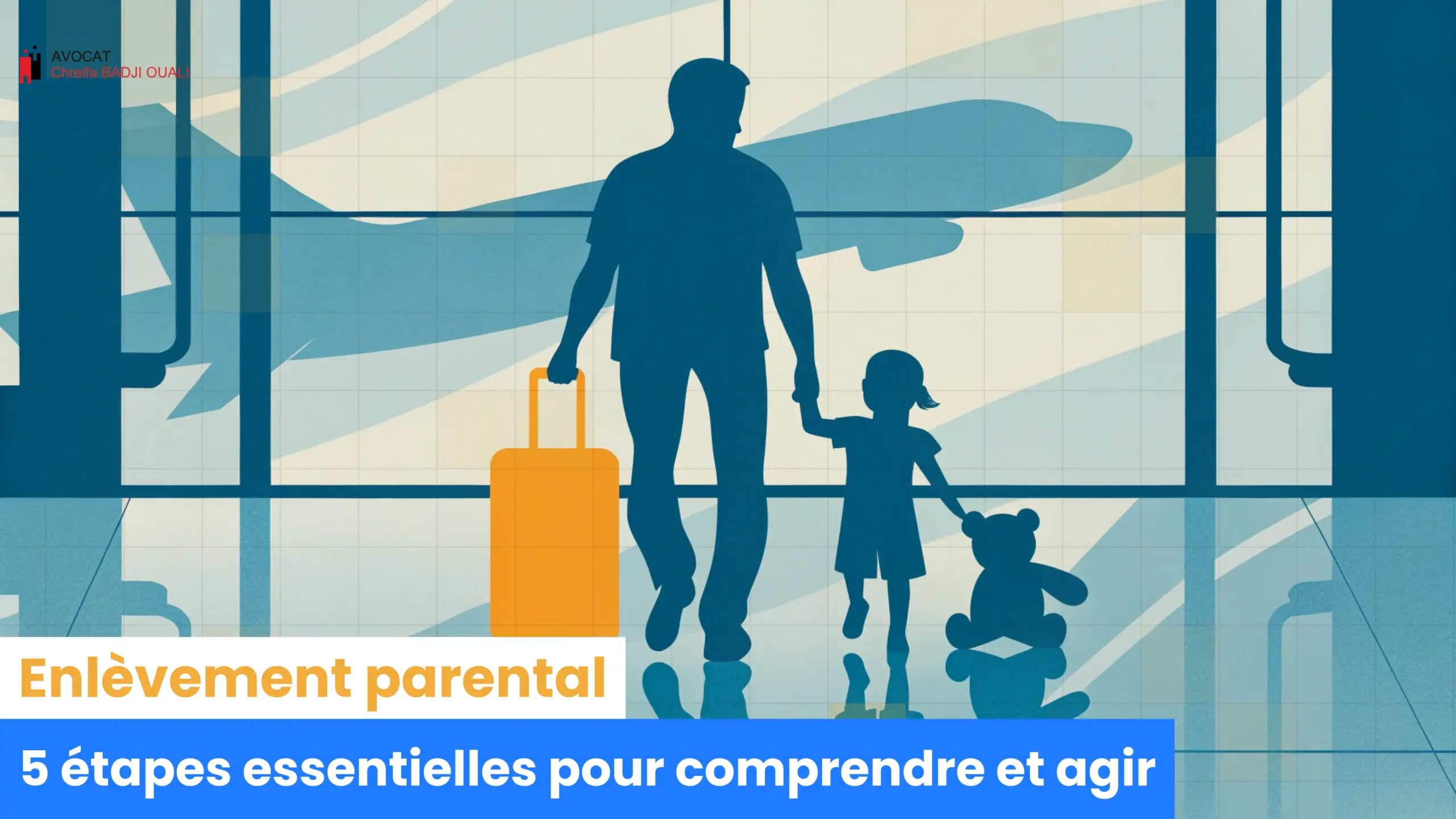 Scène de style photographique documentaire ; hall d’aéroport vaste et légèrement désaturé ; parent silhouette tenant la main d’un enfant et marchant vers une passerelle ; ours en peluche tombé près d’une petite valise ouverte ; reflets sur le sol poli ; sentiment d’urgence et d’éloignement — thème : « rapt d’enfant ».